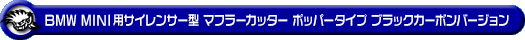 BMW MINI【F55,F56,F57 Cooper S /Cooper SD】(センター2本出し仕様)用サイレンサー型 マフラーカッター ポッパータイプ ブラックカーボンバージョン