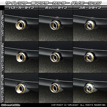 BMW MINI【R56 3Door Cooper・One｜R55 Clubman Cooper】（ABA-MF16・ABA-ME14・ABA-MF16｜N12B14A｜ターボ車｜6MT・6AT｜右1本出し仕様）用サイレンサー型 マフラーカッター ラインナップ