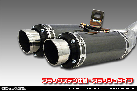 【JB23】ジムニー用左出しD−プライムツインマフラー ブラックステン仕様 スラッシュタイプ