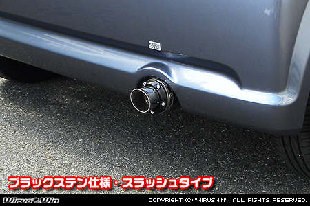 ダイハツ ムーヴ カスタム（UA-L150S・LA-L150S・LA-L152S・ABA-L150S・ABA-L152S・CBA-L150S・CBA-L152S・DBA-L150S｜カスタムターボ車・ターボ車・NA（ノンターボ）車｜2WD）用D−プライムマフラー ブラックステン仕様 スラッシュタイプ