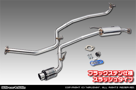 ホンダ N-VAN（HBD-JJ1・5BD-JJ1｜ターボ車｜2WD）用D−プライムマフラー ブラックステン仕様 スラッシュタイプ